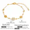 Pulseira de Aço Inoxidável Mais Vendida no Exterior, Design Moderno de Estrela de Oito Pontas em Camadas Duplas, Banhada a Ouro 18K, Joia à Prova d'Água e que Mantém a Cor