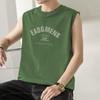Camiseta deportiva de algodón puro para hombre, de verano, de marca moderna, con estampado de letras, con cintura elástica y sin mangas para baloncesto