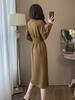 Vestido negro Mujer Primavera y Otoño 2025 Nuevo Base Francés Manga Larga Falda Sudor forrado de vellón Falda Larga Cuello Semi-alto