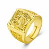 Anillo abierto para hombre dominante con relieve de dragón chapado en oro de Vietnam, chapado en latón, joyería de oro de 24k, joyería de moneda europea
