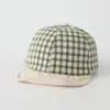 Boné de Baseball Retro Xadrez Japonês e Coreano para Bebê com Aba Macia, Novo Estilo Primavera e Verão para Bebês e Crianças Pequenas, Chapéu de Sol Casual Versátil