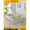 Mesas y sillas de comedor de cafetería escolar mesas y sillas de comedor de fábrica para estudiantes y empleados 4 personas 6 personas 8 personas posición mesa de comedor integrada de acero inoxidable