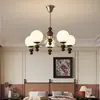 Lámpara de Sala de Estar Retro Estilo Americano, Candelabro Vintage Frijol Mágico, Lámpara de Vestíbulo Estilo Francés de Mediados de Siglo