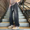 Calça jeans longa vintage para meninos e adolescentes, novo estilo primavera e outono, calça casual folgada reta de perna larga para estudantes do ensino médio