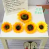 Flor de Girasol Artificial de Pétalos Finos Cabeza de Flor Falsa Decoración de Girasol Estilo Tema Monet Pared de Registro Foto