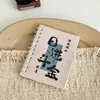 Caderno espiral de desenho animado fofo, caderno de bolso estético de alta qualidade, mini caderno A7 com virada lateral, caderno criativo para mensagens e anotações de estudantes