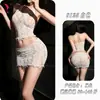 Lingerie sexy de rede Yesiyeser, conjunto de duas peças sexy de rede com franjas e gola halter, conjunto quente bodycon justo 9125