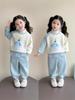 Conjunto de Forro Polar para Niñas Ropa de Invierno 2025 Nuevo Estilo Coreano Sudadera y Pantalones Deportivos para Niños Conjunto de Dos Piezas de Sudadera para Bebé Niña