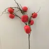 Fruta artificial Caqui redondo Caqui achatado Galhos de caquizeiro Alta imitação Fabricantes de artesanato decorativo europeu e americano Atacado Espuma