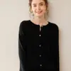Cárdigan de cachemir trenzado con cuello redondo para mujer, nuevo de otoño e invierno 2024, suéter de punto de manga larga, top con botones, abrigo versátil