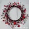 Corona en Forma de Corazón para San Valentín Transfronteriza Fruta de la Fortuna Fruta Roja Flor Artificial Flor de Simulación Decoración Floral Sala de Estar Mesa de Comedor Flor Flor Hogar