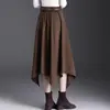 Saia Assimétrica Fashion para Mulheres, Novo Estilo Outono 2026, Cintura Alta, Design Emagrecedor, Cobre o Quadril, Rejuvenescedor, Barra Larga, Saia Tendência