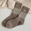 Calcetines gruesos con estampado de cachorros para mujer, de otoño e invierno, gruesos y cálidos, de tamaño mediano, estilo academia coreana, con rayas apiladas.