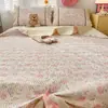 Conjunto de colcha de renda francesa de luxo, quatro peças, design A/B dupla face, colcha acolchoada espessa, fronha e capa de edredom, para cama de casa