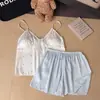 Pijama Nuevo Estilo Puro Deseo, Camisola Sexy con Shorts, Pijama para Niñas, Ropa de Casa de Seda Hielo Francesa de Lunares para Verano