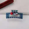 Nuevo Pinza para el Cabello Grande de Cuadros Azules con Lindo Diseño de Cachorro para Niñas, Adecuado para Peinados Recogidos, Accesorio para el Cabello de Pinza de Tiburón