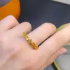 Anillo de Citrina Amarilla Natural con una Piedra Suelta Completamente Limpia de 4 mm, Hecho de Plata de Ley 925 Chapada en Oro Real de 18 Quilates