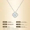 Douyin Live Collar de Plata de Ley S925 Oro Blanco Trébol de Cuatro Hojas Girasol de Moissanita Cadena para Clavícula de Mujer Resistente al Color