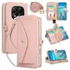 Adecuado para Redmi Note 15, funda de billetera con cremallera y patrón de lichi, funda protectora anti-caídas para teléfono Google 10A tipo crossbody