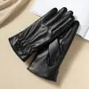 Luvas de Couro PU Masculinas Outono e Inverno Veludo Espessado à Prova de Vento Tela Sensível ao Toque Motocicleta Ciclismo ao Ar Livre Versátil Luvas Quentes
