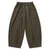 Sida Lai Te Calças Casuais Retro Japonesas Novas Masculinas Primavera Outono Largas Casuais Longas Cor Sólida Casal Calças de Perna Larga