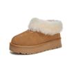Botas de neve de couro legítimo para mulheres, inverno 2025, novas botas curtas de lã natural com sola grossa e forro de lã quente, botas casuais da moda para mulheres