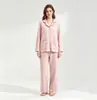 Novo Conjunto de Pijama Cardigan de Botão com Lapela de Algodão Colorido para Casa Feminino Outono/Inverno 12308