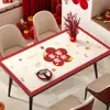 Mantel individual para mesa de Año Nuevo Impermeable a Prueba de Aceite Lavable Resistente al Calor Mantel 2026 Modelo Nuevo Lujo Ligero Gama Alta Rojo Mantel para Mesa de Café