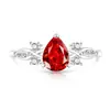 Anillo de Flor de Hielo de Piedra Preciosa Colorida de Venta Caliente en Transmisión en Vivo, Corte de Pera, Diamante de Alto Carbono Súper Brillante, Anillo de Gota de Agua Galvanizado en Oro Real, Envío Directo de Una Pieza