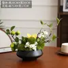 Mesa de centro floral simulada de lujo de alta gama, mesa de comedor para sala de estar, adornos de flores artificiales, jarrón geométrico creativo, decoración de hotel, arreglo floral