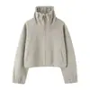 Comercio Exterior Europeo y Americano Otoño Nuevo Conjunto de Sudadera Suave de Manga Larga con Cuello Alto y Chaqueta Corta con Pantalones Casuales para Mujer