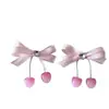 Pinza para el pelo de cereza dulce estilo coreano, Lazo rosa a cuadros lindo para el pelo, Banda para el pelo de cola de caballo para niños, Pinza para el pelo trenzada de cola de golondrina