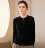 Suéter de Cachemira de Otoño e Invierno Chaqueta de Punto Suéter de Manga Larga Ropa Exterior Corta para Mujer Cuello Redondo Canalé Slim Cárdigan con Cremallera