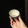 Taza de Té de Cerámica con Loto Pintado a Mano con Pintura a Tinta de Loto de Verano y Pétalos de Crisantemo, Taza Individual para Uso en Casa Juego de Té Kung Fu