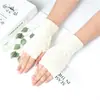 Guantes de Punto para Hombre y Mujer, Estilo Coreano, Otoño e Invierno, de Medio Dedo, Forma de Diamante, Color Sólido, Versátiles, Casuales, Cálidos, Protección contra Aire Acondicionado, Compatibles con Pantalla Táctil