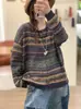 Otoño 2026 Nuevo Suéter de Punto Versátil Casual con Chaqueta Jacquard Vintage de Punto Cruzado Holgado Fair Isle Cuello Redondo para Mujer