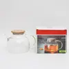 Chaleira fria bule de vidro artesanal alta temperatura doméstico borossilicato resistente ao calor bule com filtro bule de fervura tampa de bambu