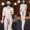 Conjunto de Ropa Deportiva para Mujer 2025 Primavera y Otoño Nuevo Estilo Sudadera Ajustada de Cuello Redondo Pantalones de Pierna Ancha Conjunto Casual de Dos Piezas para Reducir Edad