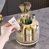 Soporte giratorio para brochas de maquillaje, organizador de escritorio para cosméticos, labiales, sombras de ojos, portalápices de gran capacidad