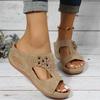 Sandalias de cuña para mujer, estilo retro, informal, con flores y suela gruesa, talla 43, para verano, 2023