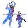 Outono e inverno fornecimento transfronteiriço novo azul Stitch infantil desenho animado pijama de uma parte flanela casa quente