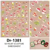 Redanco5D Relieve Popular Pegatinas para Uñas Árbol de Navidad Muñeco de Nieve Lazo Pegatinas Estéreo para Uñas Dr1381