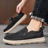 Estilo Retro Tendência Slip-On Slip-Ons, Sapatos Casuais de Couro Respiráveis de Corte Baixo, Slip-On de Tamanho Grande Cross-Border com Sola Grossa para Entrega