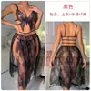 Guiruo Lencería Sexy Puro Deseo Encaje Transparente Cintura y Espalda Calientes Reveladoras Conjunto de Falda Media con Tirante de Mariposa F6291