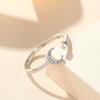 Anillo de plata esterlina S925 para mujer, estilo japonés, simple, con diamante, estrella, luna, apertura, anillo, fabricantes de anillos de moda al por mayor