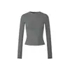 Camiseta básica simple de cuello redondo y manga larga para mujer, top versátil de otoño ajustado, capa interior adelgazante