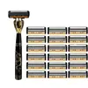 Navaja de afeitar manual con cuchillas de seis capas, Navaja de afeitar tradicional para barba, Mango de navaja para hombre, Navaja de afeitar, Al por mayor