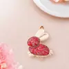 Novo pingente de brocado Song estilo chinês com bordado de coelho dupla face, base de pingente semiacabada para artesanato DIY, acessório de joia estilo chinês