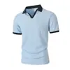 Nova Camisa Polo Jacquard Casual de Manga Curta Poio Masculina de Verão com Gola Reversível