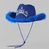 Sombrero de Mezclilla Rosa Deshilachado con Ribete de Terciopelo Disponible, Sombrero Rosa de Mezclilla con Forma de Fieltro Western